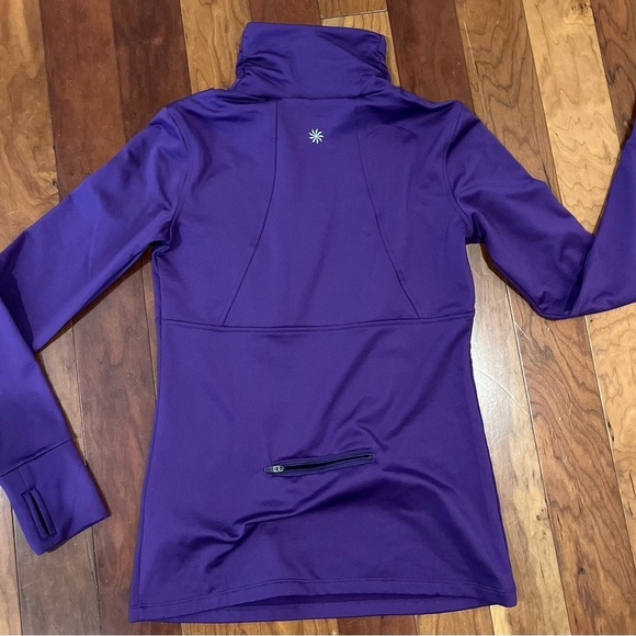 ATHLETA Active Pullover Ladies Size XS Running Sporty Warm Purple Back Pocket - Picture 6 of 8